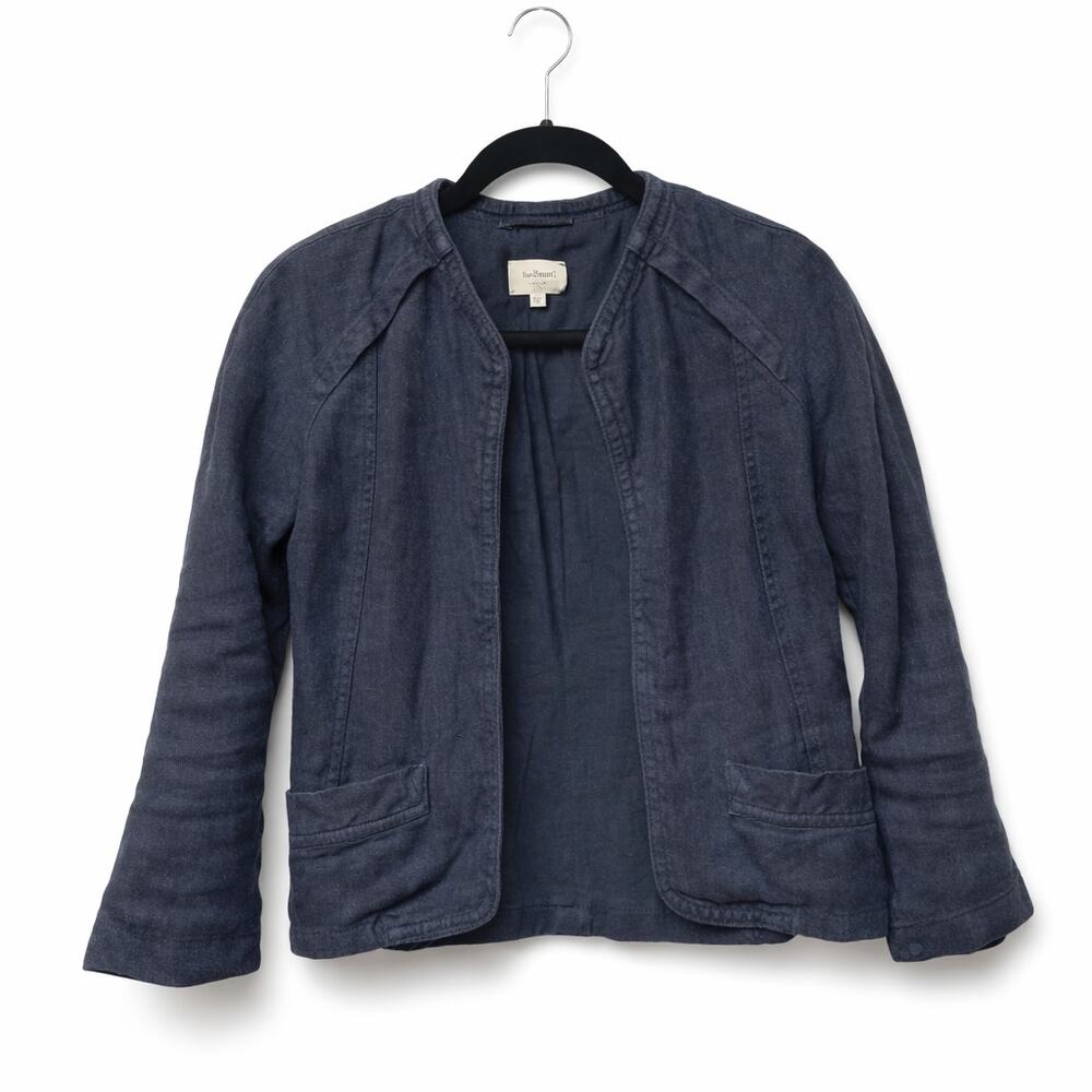 Wilfred Aritzia Navy Linen Open Front Jacket Size 2